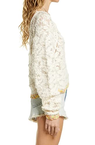 Free People Women’s West Palm Sweater Ivory Combo X-Small #TOP2