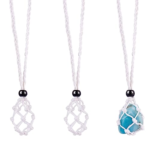 WEWAYSMILE 2-Piece Crystal Necklace Holder, Empty Stone Holder, for Pendant Necklace Jewelry Making, 30 inches (White)