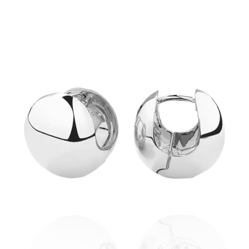 Hypoallergenic Minimalist 925 Sterling Silver Trendy Chunky Ball Huggie Hoop Earrings