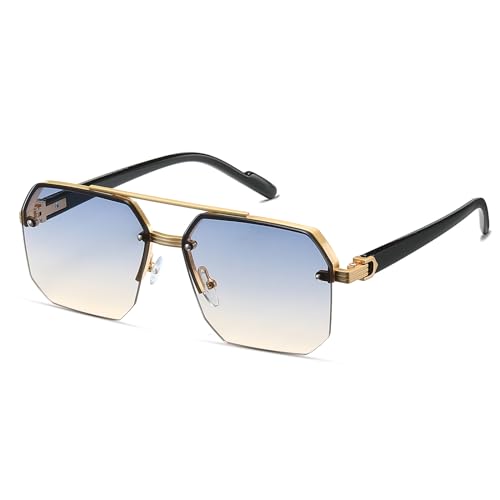 Retro 70s Rimless Square Sunglasses for Women Men Fashon Glasses