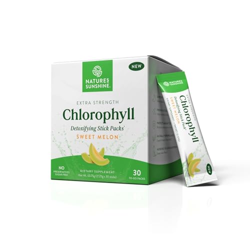 Natures Sunshine Chlorophyll Stick Packs: Supercharge Your Detox and Boost Gut Health in Convenient Delicious Stick Packs (Sweet Melon)