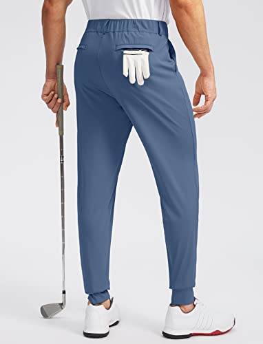 Soothfeel Men's Golf Joggers Pants With 5 Pockets Slim Fit Stretch Sweatpants Running Travel Dress Work Pants For Men(Slate Blue, S #TOP2