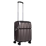 [トラベリスト] スーツケース キャリーケース ジッパーキャリー 機内持ち込みサイズ トップオープン フロントオープン ブレーキ付き ストッパー付き 拡張機能 レスト 35L(43L) 3.9kg マットブラウン