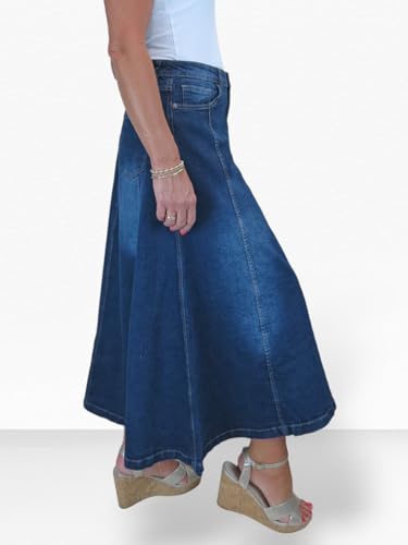 Jupe en jean maxi extensible et confortable avec sa coupe évasée