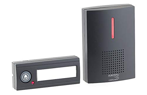 CASAcontrol Funkklingel: Funk-Türklingel, Licht- & Ton-Signal, 100 m Reichweite, WASSERGESCHÜTZT MIT IPX4, schwarz (Funkklingel Batterie… – Ansicht 8