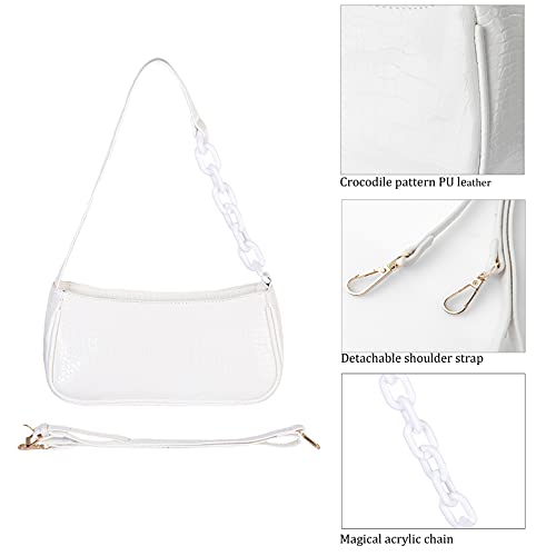 Scioltoo Clutch Purses Shoulder Bag For Women Trendy Super Cute Tote Crossbody Bags With Zipper Closure Women's Classic Evening Bag White Acrylic+Strap #TOP4