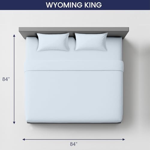 Image of SGI bedding 84 inch W x 84 inch L 4Pc Emperor /Wyoming King Sheet Set 100% Egyptian Cotton - 600 Thread Count, Fits 15 inch Deep Pocket - Soft Breathable Oversized Sheets, for Extra Large Beds - Light Blue