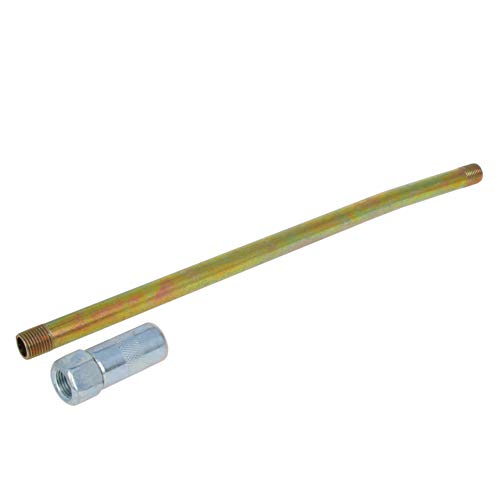 Utoolmart Plated Iron Pipe Butter Hose and Accessories 230mm Length 10mm Pipe Diameter for Use With Hand Operated Grease Guns 1Pcs