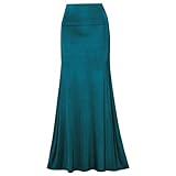 Free to Live Long Skirts for Women Fall Winter Flowy Maxi Skirt High Waist Fold Over (XXL, Teal)