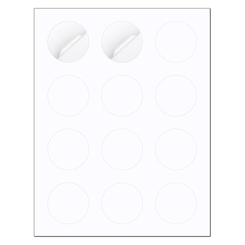 Methdic 2' Diameter High Visibility Printable Round Labels，Matte White，360 Customizable Blank...