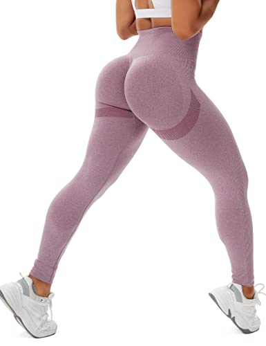 STARBILD Mallas Deportivas para Mujer Push Up, Pantalones de Gimnasia Cintura Alta, para Yoga y Fitness, H4160-Rojo Morado XS Cover