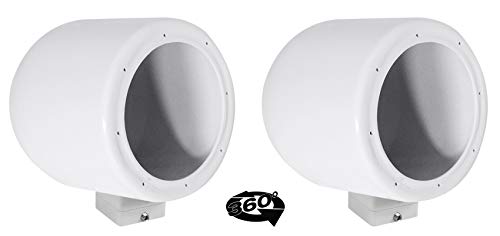 Image of Rockville MAC65W Bundle: (2) 6.5 in White Aluminum Wakeboard Tower Speaker Pod Enclosures, (2) MAC360W 360 Swivel Wakeboard Tower or Surface Mount Clamps, 4-Items