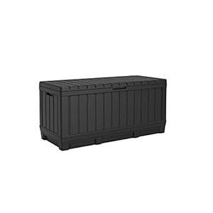 Koll Living Gartenbox Kentwood, 350 Liter Stauraum, anthrazit – kompakte Aufbewahrungsbox mit viel Platz für Sitzauflagen, Gartengeräte oder Kinderspielzeug – hält den Inhalt trocken & gut belüftet