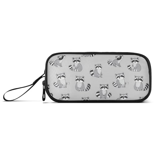 Image of Wfrish Cute Raccoon Pencil Case Pencil Pouch Big Capacity 3 Compartments Back to School Supplies for Teen Girl Boy Pouch Pen Bag Large Storage Organizer with Zipper Handle for Men Women