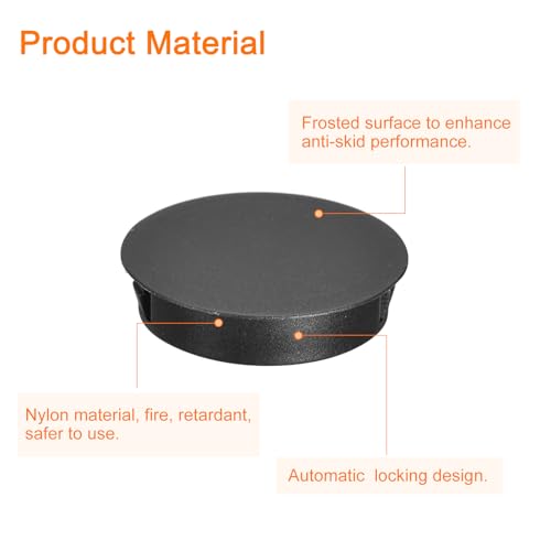 Image of uxcell 42mm /1.61 inch Plastic Hole Plugs, 10Pcs Flush Type Panel Round Snap in Fastener Knockout Locking Plugs for Furniture Insert End Caps Panels, Black