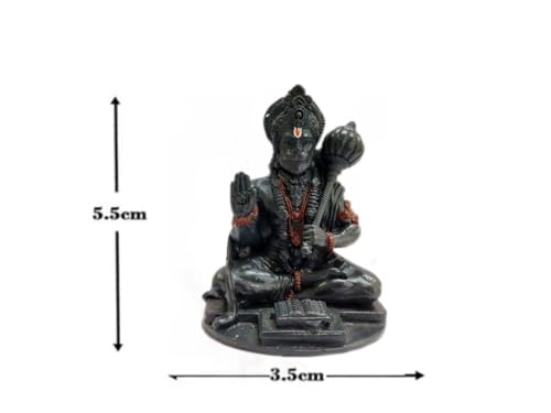 Image of Yadava Lord Hanuman Ji Idol for Home Temple & Car Dashboard | Bajrangbali Murti Reading Ramayana | Spiritual God Statue for Protection, Strength & Devotion (Black)