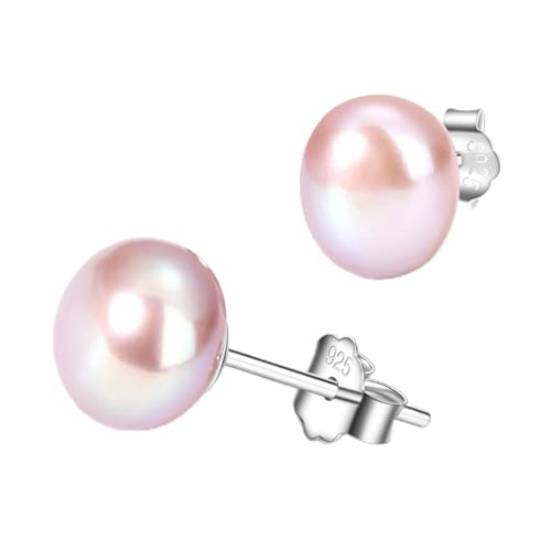 YAMI Freshwater Pearl Earrings, 9-9.5mm Women's Niche Light Luxury Silver Earrings, 925 Sterling Silver Pearl Studs, Hypoallergenic Earrings, Exquisite Luxury Jewellery