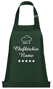 Schnoschi Küchenschürze Dunkelgrün mit Wunschname