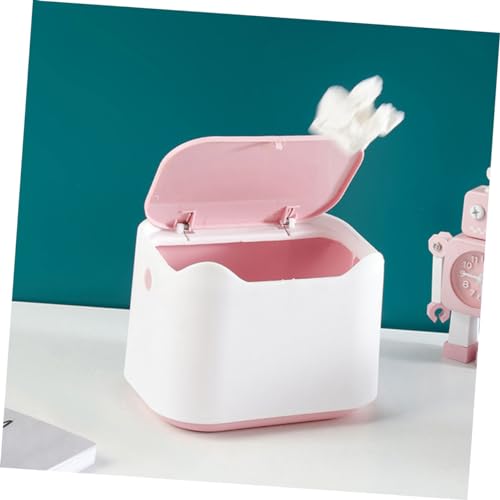 Mini caneca de basura rectangular de plástico con tapa pequeña miniatura 6
