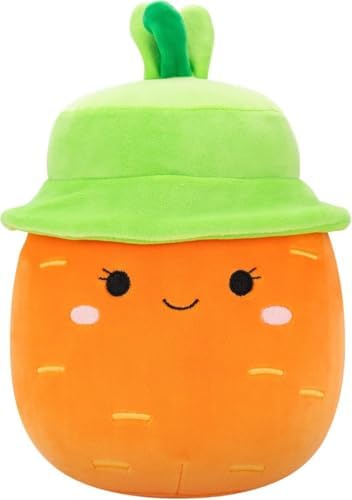 
Peluche Officielle Squishmallows Carotte de Pâques – Caroleena 19,1 cm avec Chapeau Cloche 