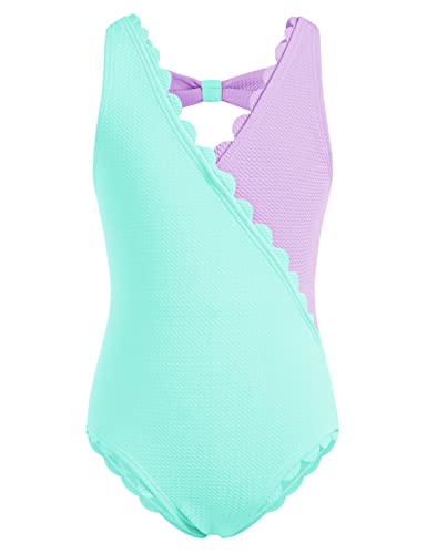 Danna Belle Girls Swimsuits Size 8 One Piece Little Girl's Swimwear Cute Bathing Suits Blue