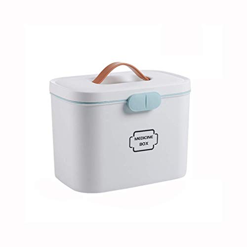5JJJLOOOPP Caja de medicina para el hogar, botiquín de primeros auxilios, caja de almacenamiento de medicamentos, caja de medicamentos de 2 capas, opciones multicolor (color: blanco)