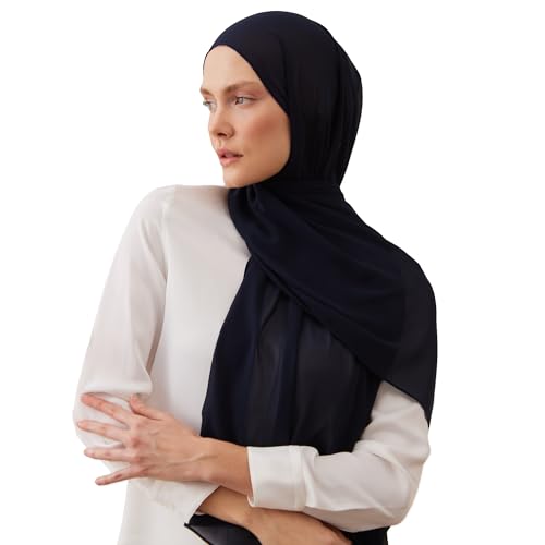 Modest Small Luxury Chiffon Hijab | Premium Lightweight, Flowy and Textured Chiffon Wrap Head Scarf for Women