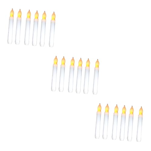 Ciieeo 18 Pcs bougies LED lumières bougies effilées à piles bougie conique coniques sans flamme cire bougie décoratives LED menées Halloween décorer
