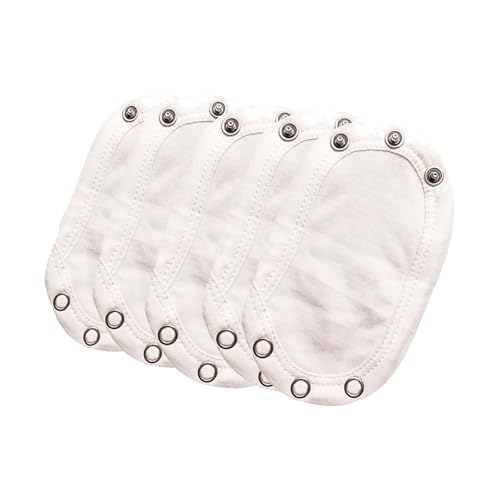 5 Stück Body Verlängerung Druckknopf Baby Bequem Body Verlängerung Baby 13cm Länge und 9cm Breite Doppellagiger Stoff Längenverstellbar Wiederverwendbar Baumwollmateri Für Bodysuit Extender(Weiß)
