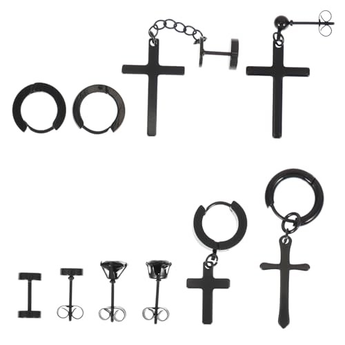 BESPORTBLE 10Pares Pendientes De Inoxidable Para Hombre De Tachuelas Cruzadas Pendientes Perforación Accesorios Elegantes y Versátiles Para Ocasión