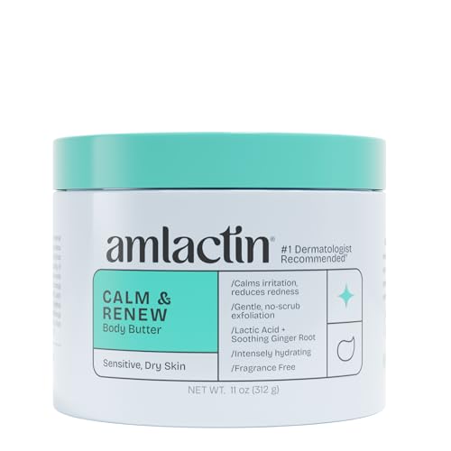 Image of AmLactin Calm & Renew Body Butter, Sensitive Dry Skin, 11 oz | Rich body butter with lactic acid and ginger root exfoliates and moisturizes sensitive dry skin for softer, smoother skin.