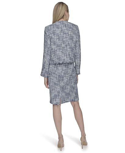 Calvin Klein Women's Open Front Tweed Suit Jacket4