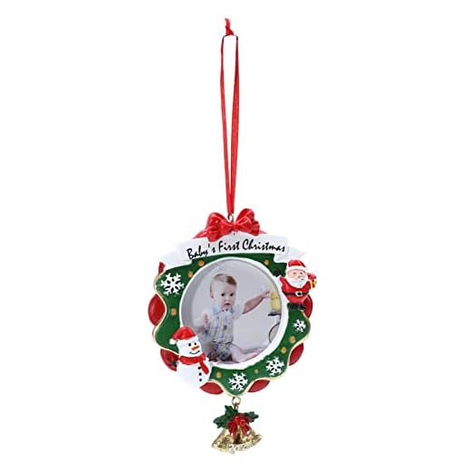 STOBOK Babys Första Julfoto Prydnad Personlig Harts Fotoram Santa Snowman Mönster Jul Prydnad Första Jul Bildram