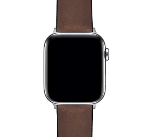 Image of BARTON WATCH BANDS- Black Leather and Rubber Hybrid - Choose Color & Size - Compatible with All Apple Watches (Ultra, SE, 8, 7, 6, 5, 4, 3, 2, 1) - 38mm, 40mm, 41mm, 42mm, 44mm, 45mm, 49mm