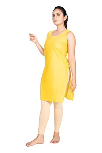 Image of Women's Cotton Long Camisole for Kurti /Suit Slip /Long Inner /Samij for Women Sameej /Knee Length Inner Wear /Sameez /Kurti Slip /Round Neck /Invisible