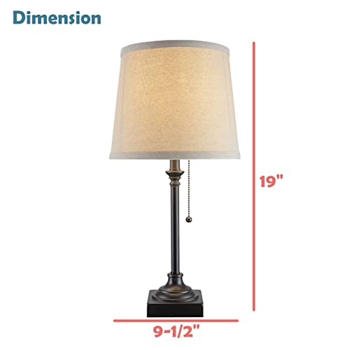 Lámpara de mesa brown con pantalla de lino natural set x2 miniatura 3