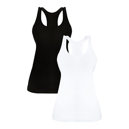 Lista de Camisetas interiores deportivas para Mujer - los más vendidos. 47 Hanes - Camiseta Deportiva sin Mangas para Mujer 100% Algodon, Paquete de 4 Piezas con Tecnologia Cool Comfort