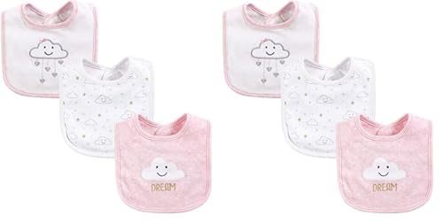 Image of Hudson Baby Unisex Baby Cotton Bibs, Pink Cloud, One Size (Pack of 2)