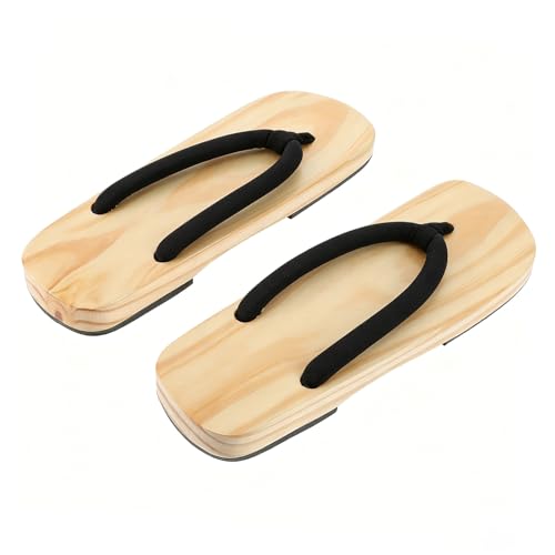 Zuecos de madera para hombre estilo geta, calzado tradicional japonés negro