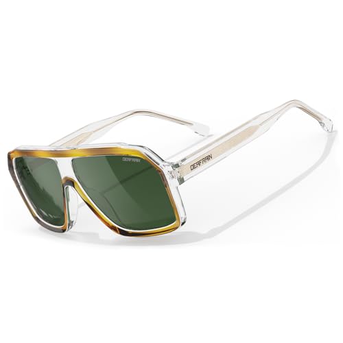 Image of DEAFRAIN Polarized Sunglasses for Men Women, Acetate Pilot Classic Retro 90s UV Protection Fashion Driving Beach Shades