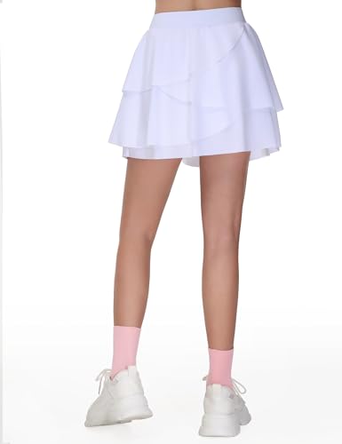THE GYM PEOPLE Pleated Tennis Skirt for Girls with Pockets Ruffle Athletic Golf Skorts Built-in Shorts4