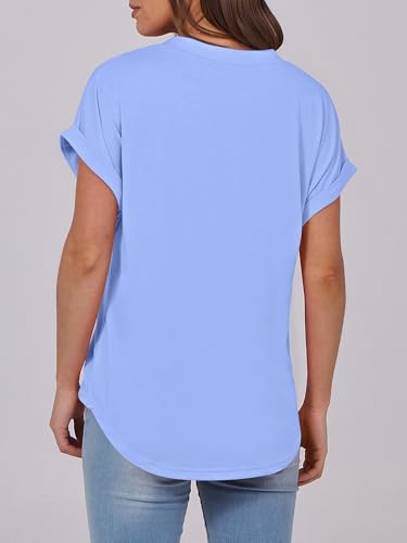 Image of ANRABESS Womens Short Sleeve Henley Tops V Neck Dressy Casual Blouses Summer Trendy Tee Shirts 2026 Vacation Fashion Clothes