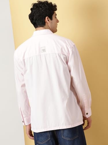 Image of Thomas Scott Men's | Solid | Full Sleeve | Oversized Fit | Cotton Blend | Spread Collar | Casual Shirt
