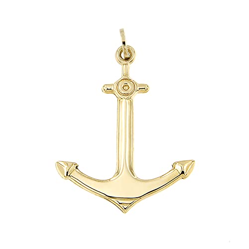 forme di Lucchetta - Fine Nautical Gold Anchor Pendant Jewelry - Recommended Gift for Sailors!, Men's Women's 14k Pendants for Necklaces up to 4mm - Authentic Italian Jewelry from Italy