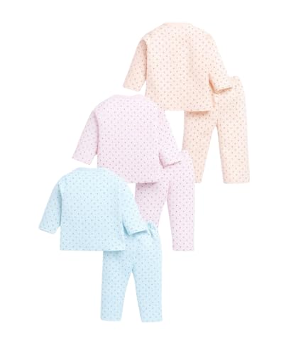 Image of BONUM Baby's Boy's Girl's 100% Cotton Button Shirt with Pyjama Pant Set of 3 New Born Baby Clothes