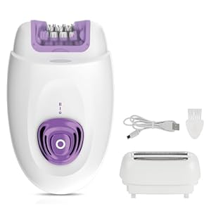 Cordless Epilator for Women, 600mAh Face Epilator with Shaving Head and Epilating Head, 2 Speed, with LED Light for Underarms, Legs, Arms