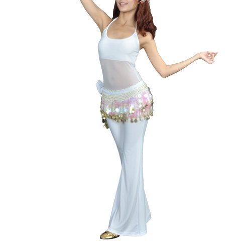 Chiffon Dangling Gold Coins Belly Dance Hip Scarf, Vogue Style3