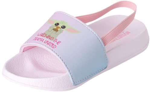 Disney Star Wars Baby Boysâ€™ Sandals â€“ Mandalorian Baby Yoda Slides (Boys/Girls), Size 5/6, Baby Yoda Pink