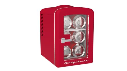 Frigidaire Red Mini Personal Fridge Cooler, Transparent Door, 1 Gal Capacity fits Six Cans, Includes Plugs for Home Outlet & DC Charger - 9.84" D x 7.09" W x 10.35" H - image 8