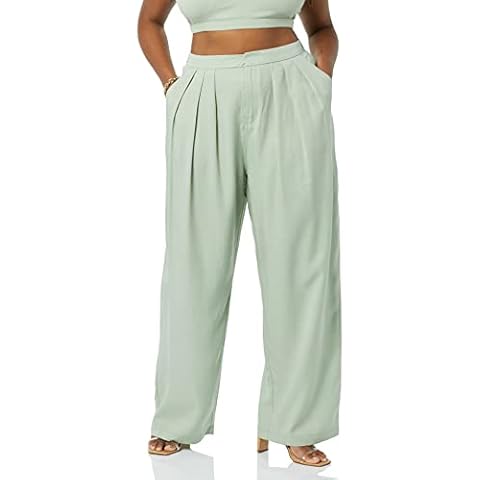 TEREA Pantalón para Mujer, Lexie con Pliegues Frontales, Salvia Desierto, M Cover